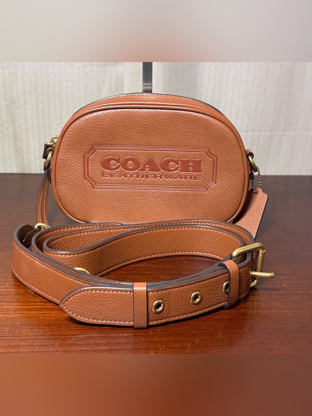 Coach Brown Pebbled Leather Crossbody Camera Bag